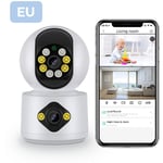 Merkmak - Camera de surveillance interieure ip WiFi Full hd 2K ptz Double Objectif et double ecran Vision nocturne Securite a domicile