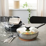 IKEA IKEA MIDDAGSMAT traktörpanna med lock, klarglas/rostfritt stål, 24 cm, cm 24 cm