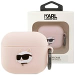 Karl Lagerfeld KLA3RUNCHP veske for AirPods 3 veske - rosa Silikon Choupette Head 3D