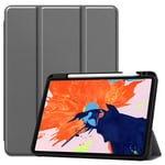 iPad Pro 12.9 3rd Gen (2018) Fodral Tri-Fold Med Pencil-hållare Grå