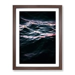 Light Reflecting Upon The Ocean In Abstract Modern Framed Wall Art Print, Ready to Hang Picture for Living Room Bedroom Home Office Décor, Walnut A2 (64 x 46 cm)