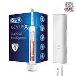 Oral-B Genius X with Artificial Intelligence Rose Gold Electric Toothbrush, 1 Toothbrush Head, 6 Cleaning Modes, Gum Pressure Sensor, USB Charging Travel Case, UK 2 Pin Plug Mother's Day Gift