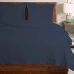 Pizuna Coton peigné Ensemble de Housse de Couette 260x220 cm 2 Personnes Bleu foncé, 100% Coton Longue Tige 400 Fils Armure Satin, Housse de Couette de Luxe avec Fermeture à Boutons Bleu foncé
