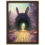 Down The Rabbit Hole Alice In Wonderland Easter Bunny Tunnel Artwork Framed Wall Art Print A4