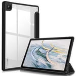FINTIE Coque pour Samsung Galaxy Tab A8 10.5 Pouces 2021 (SM-X200 / X205 / X207), Housse Arrière Transparente Claire Etui Fin Antichoc Veille/Réveil Automatique, Noir