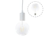 Pendellampa Airam Leon, E27, Vit + Globe Filament-lampa (2700K)