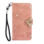Draamvol iPhone SE 2020 Case iPhone 7/8 PU Leather Phone Cover Wallet with Embossed Diamond Bee, Shockproof Flip Card Holder Magnetic Closure Stand for iPhone SE 2020/iPhone 7/8,Rose Gold