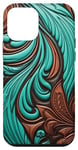 Coque pour iPhone 12 mini Motifs western en turquoise et chocolat