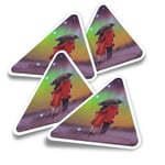 4x Triangle Stickers - Northern Lights Couple Night Love #14051
