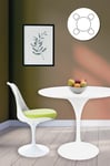 Tulip Set - White Medium Circular Table and Four Chairs with PU Cushion