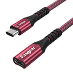 USB C Extension Cable Fasgear 10Gbps USB 3.1 Gen 2 Type C Male to Female Cord Support 4K Video Audio Output Compatible for Thunderbolt 3 port,Mac-Book Pro,Dell XPS,Switch,USB-C Hub,Pixel 3, (3ft, Red)