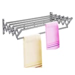SN Wall Mounted Laundry Drying Rack Collapsible Indoor Outdoor Use Space-Saving Foldable Accordion Expandable Retractable Clothes Airer Washing Line (Size : 100cm/39.4in)