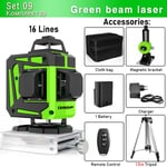 niveau Laser à faisceau vert 16/12 lignes autonivelant,projection horizontale et verticale à 360 °,Super puissant - Type IE16C-H15