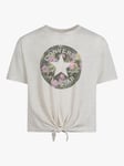 Converse Kids' Graphic Print Logo Tie Front T-Shirt, Natural Ivory