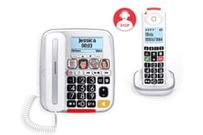 Téléphone sans fil Swissvoice XTRA 3355 Combo (base filaire + combiné DECT) pour Sénior avec répondeur, grand écran, grosses touches