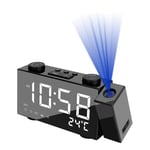 Aceshop Projection Alarm Clock, LED Digital Alarm Clock with Week Time and Temperature Display, FM Radio, Dual Alarm Clocks, 4 Levels Adjustable Brightness, Snooze Digital Clock for Bedroom & Office