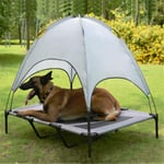 Elevated Dog Bed With Canopy Grey - Pet Dog Bed, Breathable Portable Dog Cushion With Sun Canopy Double-layer Camp Tent
