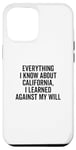 Coque pour iPhone 14 Plus Design humoristique « Everything I Know About California »