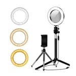 8.7 Inch LED Ring Light With Makeup Mirror With Tripod Stand And Flexible Phone Holder For YouTube Video And Makeup, Adjustable Desktop LED Lamp Rotatable With Cell Phone Holder, With Selfie Stick US