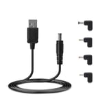UXWEN Universal USB to DC 5V Power Cable Charging Cord Barrel Jack 5.5*2.1mm with 4 Connectors (5.5*2.5, 4.0*1.7, 3.5*1.35, 2.5*0.7mm) for Tablets, Adapter, USB-Hub, Camera, Speaker, Keyboard Etc.