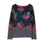 Joules Women's Harbour Print T-Shirt, Floral Stripe Cuff, 6