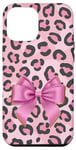 iPhone 15 Plus Pink Leopard Cheetah with Pink Bow Ribbon Case