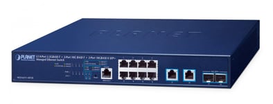 PLANET Layer 3 8-Port 2.5GBASE-T + hanterad L3 10G Ethernet (100/1000/10000) 1U Blå