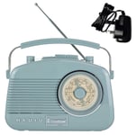 Steepletone Baby Brighton-BT. COMPACT Retro Radio + BLUETOOTH, SPEAKER. Rotary FM Radio, Shabby Chic Nostalgic, 1950s Style, Mains Electric, Battery, Phone Link (Mains Adapter Included) (Pastel Grey)