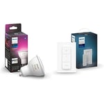Philips Hue New White and Colour Ambiance Smart Light [GU10 Spot] with Bluetooth & Smart Wireless Dimmer Switch V2 for Indoor Home Lighting, Living Room, Bedroom.