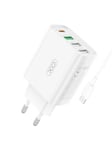 XO Wall charger 1xUSB-C.20W 1x USB-1 18W with cable USB-C (white)