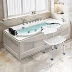 Chaise de douche siège de douche ergonomique hauteur réglable pieds alu hdpe blanc 512670-83.5cm