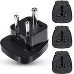 4 Pieces UK to India Travel Adapter Black 3 Pin Prong Travel Plugs Adapter Type D Adapter for India, Sri Lanka, Nepal, Niger, Lebanon, Ghana, Myanmar, Senegal and More