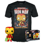 Funko Pop! & Tee: Marvel - Holiday Iron Man - Brille dans Le Noir - Large - (L) - T-Shirt - Vêtements avec Une Figurine en Vinyle à Collectionner - Idée de Cadeau - Jouets et Top à Manches Courtes
