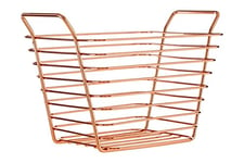 Premier Housewares Metal Wire Basket Metallic Rose Gold Wire Basket For Storage / Food Basket With Handles Large Iron Wire Baskets For Chest Freezer 17 x 22 x 21