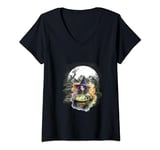 Womens Forest Halloween witch magic fairy tale V-Neck T-Shirt