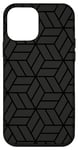 Coque pour iPhone 12 mini Black Charcoal 3D Cubes Geometric Monochrome Modern Pattern