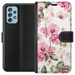 Samsung Galaxy A52 5G Svart Plånboksfodral Rosa blommor