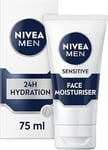 NIVEA MEN Sensitive Face Moisturizer (75ml), Men's Moisturizer with Zero Percent