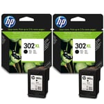 2x Original HP 302XL Black Ink Cartridges For OfficeJet 3830 Inkjet Printer