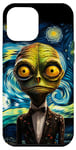 Coque pour iPhone 12 Pro Max Peinture portrait Alien Van Gogh vert nuit étoilée cool