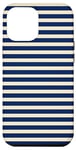 Coque pour iPhone 12 Pro Max Bleu marine beige motif rayures tendance