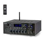 Pyle Ampli Bluetooth pour la Maison - Récepteur Stéréo 300W avec MP3, USB, SD, AUX, RCA, MIC, Casque, Radio FM, LED, Retard de Réverbération, pour Haut-parleurs Home Cinema, Studio Musique