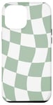 Coque pour iPhone 15 Plus Carreaux ondulés vert sauge clair et blanc