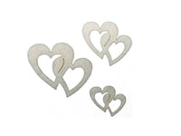 Petra's DIY News Lot de 45 décorations à Disperser Doubles cœurs Blancs composé de 3 Tailles de Feutre, 18 x 12 x 3 cm