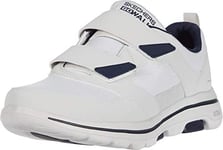 Skechers Men's Gowalk-Athletic Hook and Loop Walking Shoes | Two Strap Sneakers | Air-Cooled Foam, White/Navy, 6 UK X-Wide