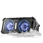 Gemini Sound SOSP8BLK Soundsplash Waterproof Floating Bluetooth Portable House Party Led Lightshow 420W Watts Rechargeable Battery Port Powered Wireless Dual 8" Inch Woofers Boombox Speakers