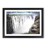Big Box Art Victoria Falls in Zambia & Zimbabwe Painting Framed Wall Art Picture Print Ready to Hang, Black A2 (62 x 45 cm)
