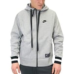 Nike Men M Nsw Air Hoodie Fz Flc Sweatshirt - Dark Grey Heather/Black/Black, Small