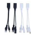 1 Set Poe Adapter Cable Rj45 Kit Passive Power Over Ethernet Sep Black