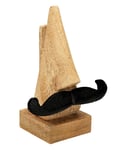 Unique Shaped Wooden Eyeglass Spectacle Holder Display Stand Home Office Desk Decorative (Black Moustache)